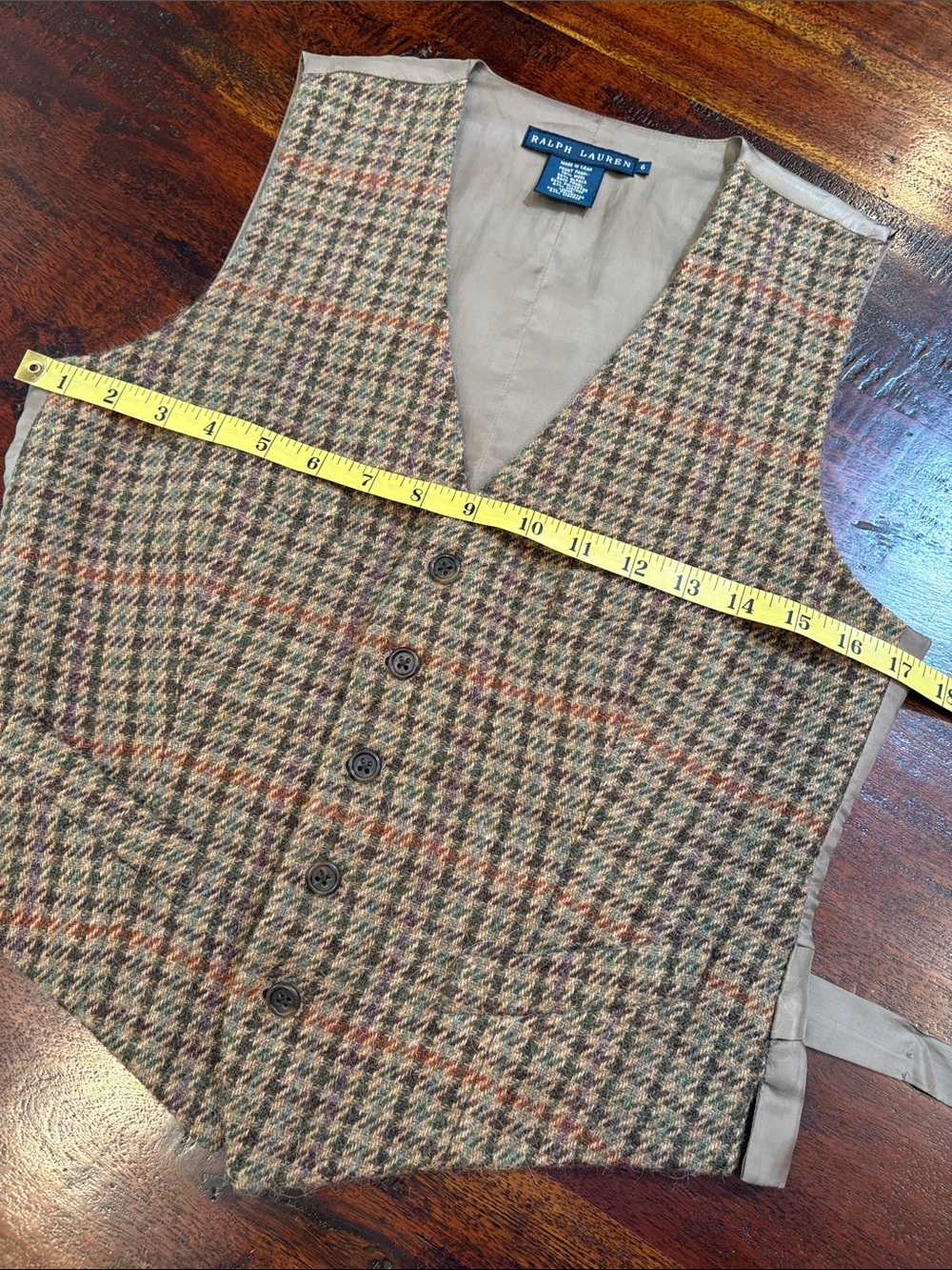 Vintage Ralph Lauren Wool Houndstooth Tweed Vest size 6 *As-Is* - Picture 10 of 14